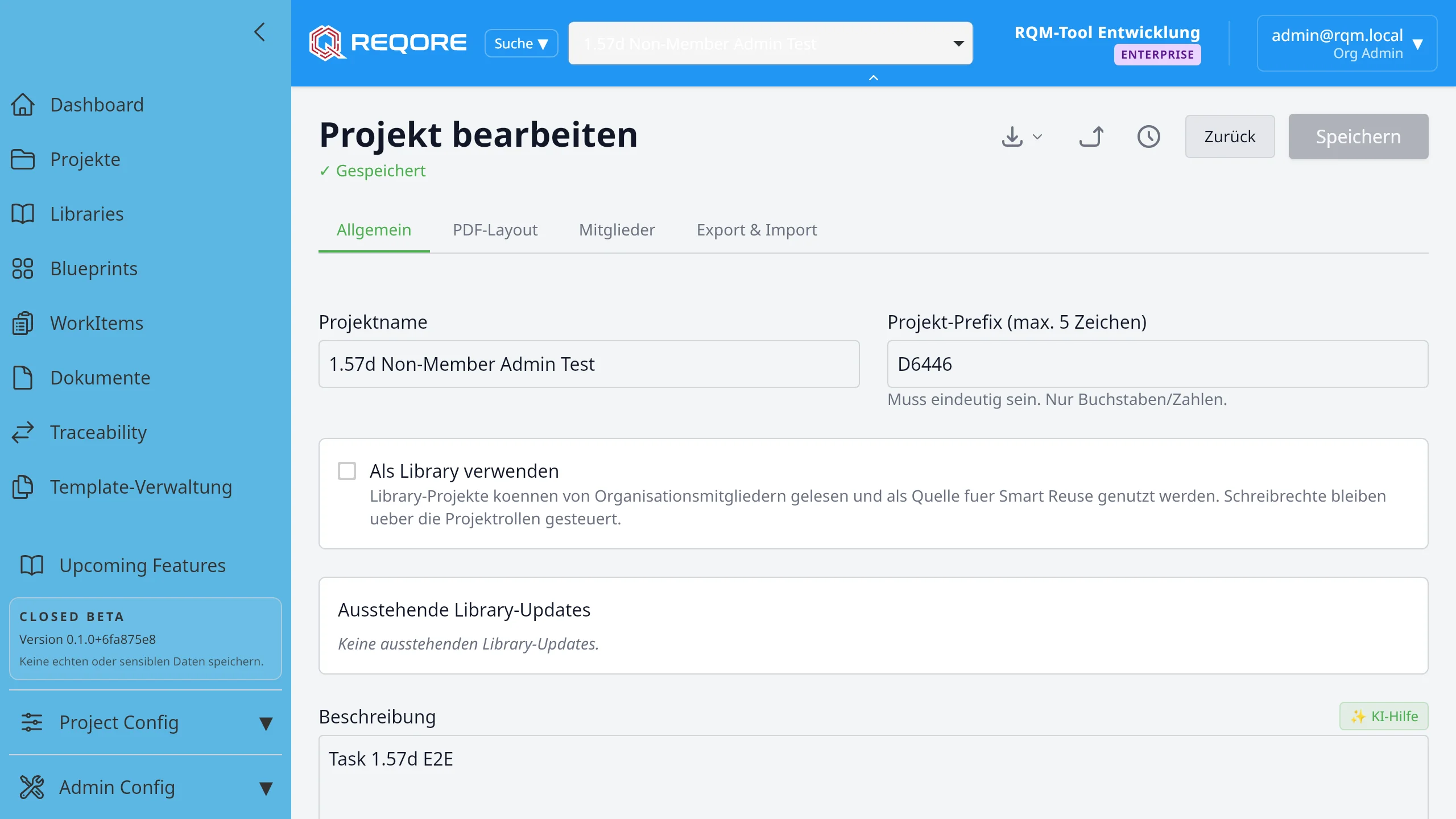 Projektkonfiguration – Projekte anlegen und bearbeiten